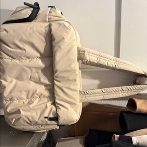 Calpak Cream Quilted Backpack